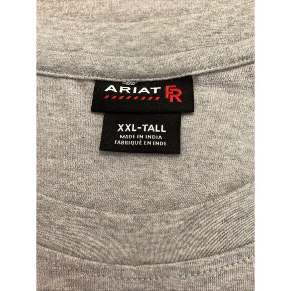 Ariat Men's FR Air Crew Neck Long-Sleeve Work T-Shirt XXL-Tall Silver Fox Gray - Picture 4 of 11
